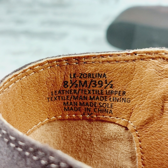 New Lucky Brand Zorlina Brown Suede Leather Wedge Booties V124 - Picture 11 of 12